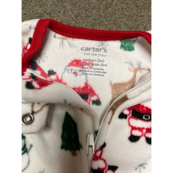 Christmas Carter's NWT Newborn fleece sleeper Santa and reindeer - Picture 3 of 5